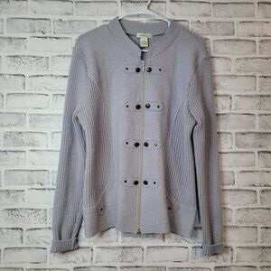 EUC Women's Orvis Wool Zip Sweater Jacket Gray Size L